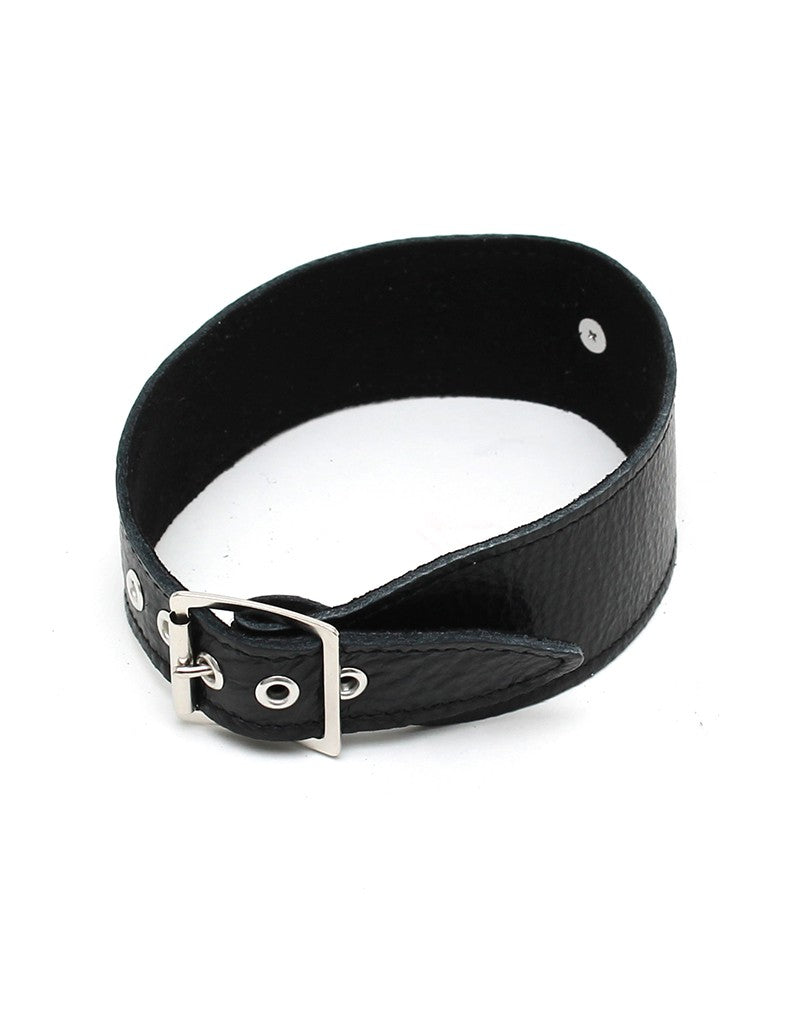 Black nappa leather collar 4 cm wide (2 sizes)