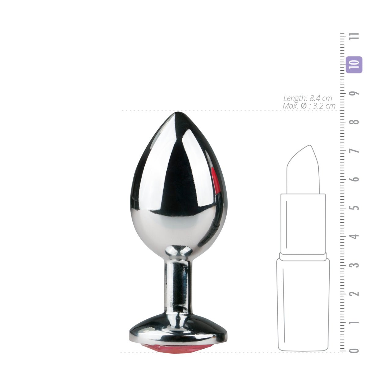 Aluminium Buttplug met Roze Kristal – Maat M | Temperatuurgevoelig - Buttplug - SM-speeltjes