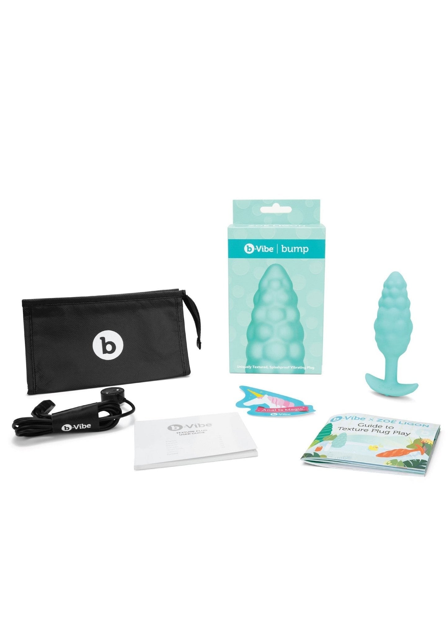 B - Vibe Bump Texture Plug Aqua - Vibrerende Buttplug Siliconen 6 Standen - Buttplug - SM - speeltjes