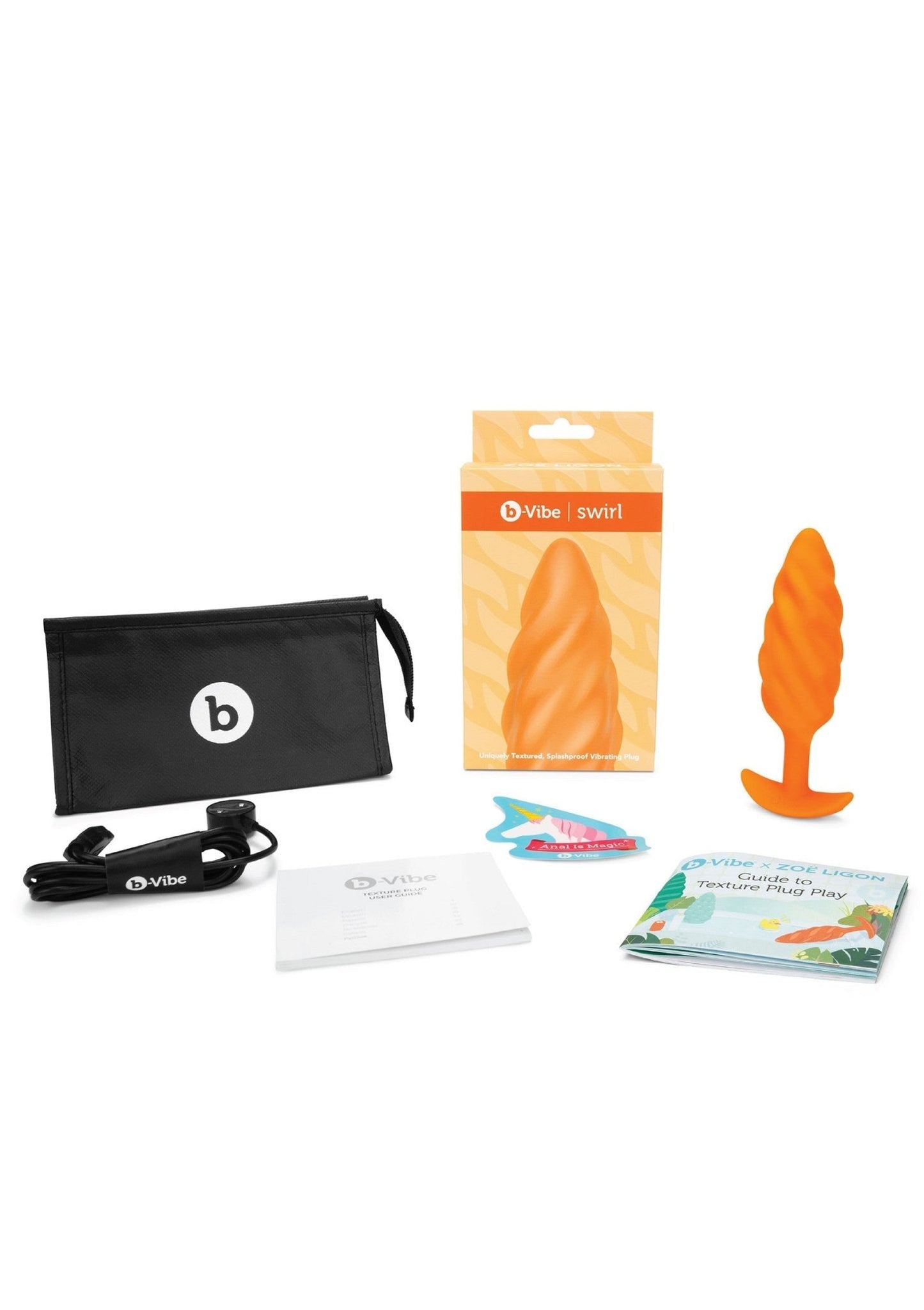 B - Vibe Swirl Texture Plug - Vibrerende Buttplug Siliconen Medium 6 Standen - Buttplug - SM - speeltjes