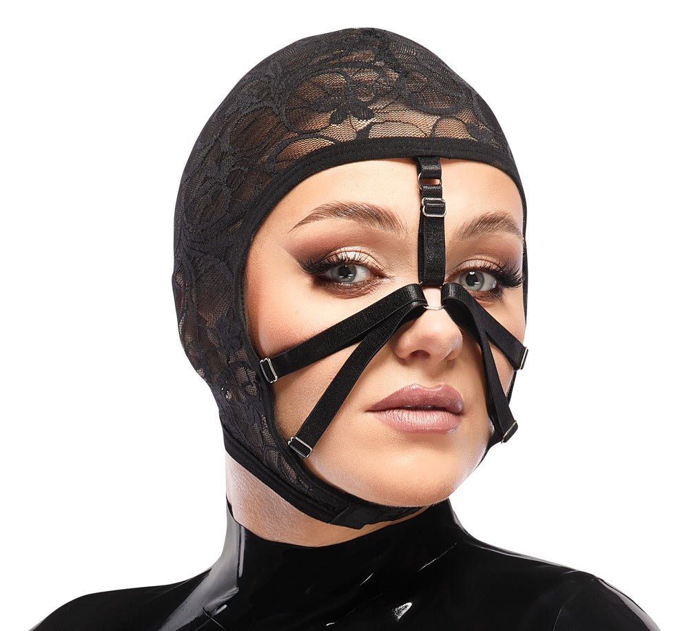 Bad Kitty Kanten Hoofdmasker - Zwart Elastisch Masker met Verstelbare Bandjes - Hoofdmasker - SM - speeltjes