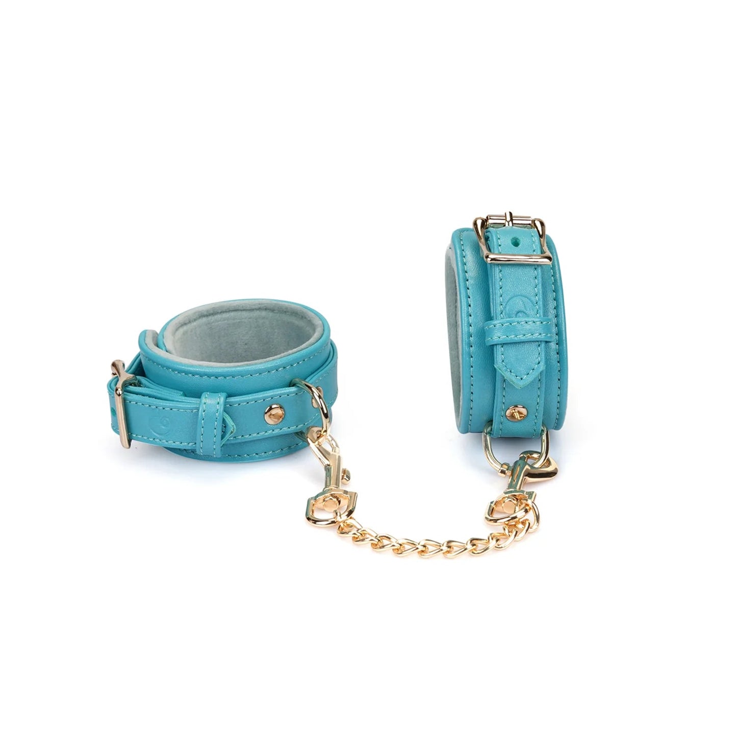 Blauw Lamslederen Collar Goud - Turquoise BDSM Halsband Fleece - BDSM Collar - SM - speeltjes