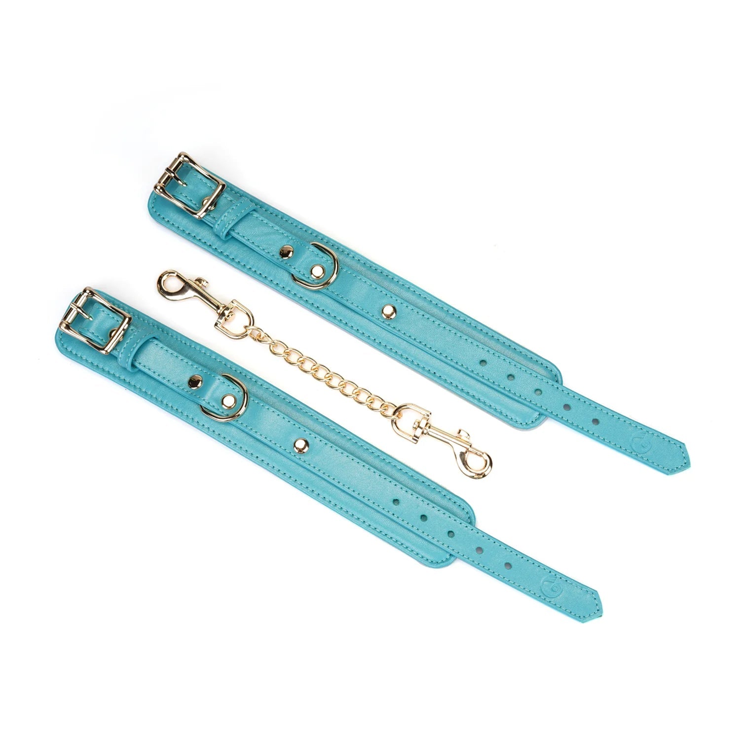 Blauw Lamslederen Collar Goud - Turquoise BDSM Halsband Fleece - BDSM Collar - SM - speeltjes