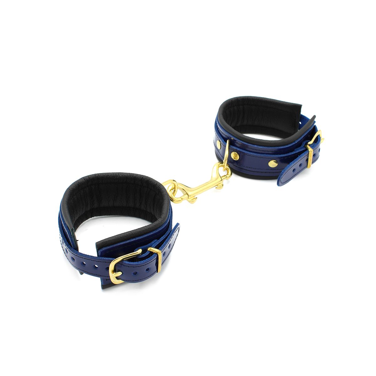 Blauwe Lederen Hand- & Voetboeien met Lakafwerking – Set van 4 - Boeien & Handboeien - SM-speeltjes