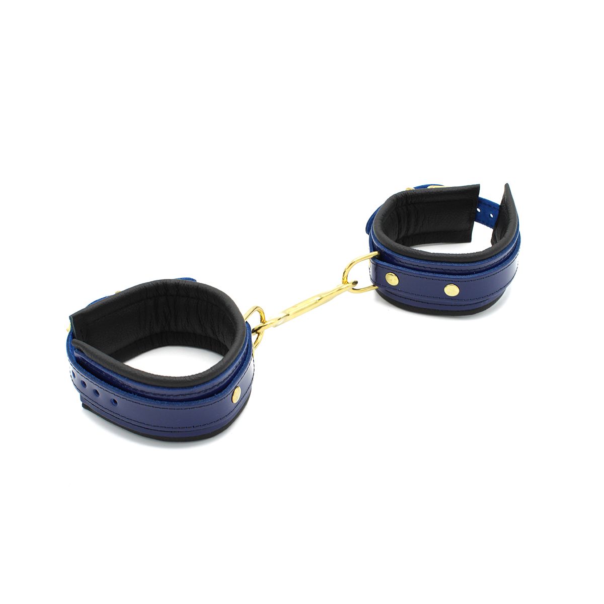 Blauwe Lederen Hand- & Voetboeien met Lakafwerking – Set van 4 - Boeien & Handboeien - SM-speeltjes