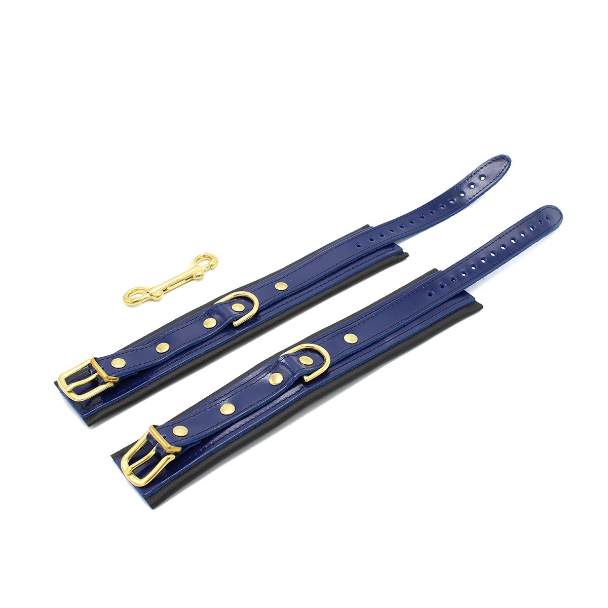 Blauwe Lederen Hand- & Voetboeien met Lakafwerking – Set van 4 - Boeien & Handboeien - SM-speeltjes