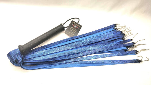 Blauwe Snakeprint Leder Flogger - Chainballs Handgemaakt in België - BDSM - SM - speeltjes