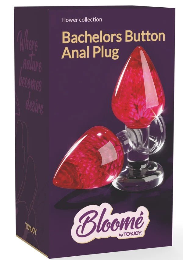 Bloomé Bachelors Button Buttplug Medium – Rode Bloem 9 cm - Buttplug van epoxyhars - SM-speeltjes