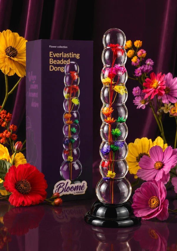 Bloomé Everlasting Bloom Beaded Dong – Anale Kralen met Bloemen 20 cm - Anale dildo van epoxyhars - SM-speeltjes