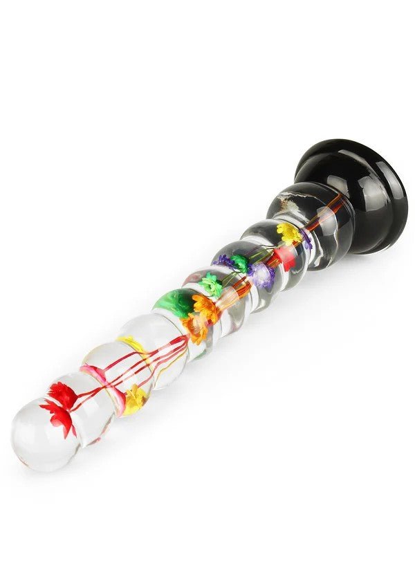 Bloomé Everlasting Bloom Beaded Dong – Anale Kralen met Bloemen 20 cm - Anale dildo van epoxyhars - SM-speeltjes