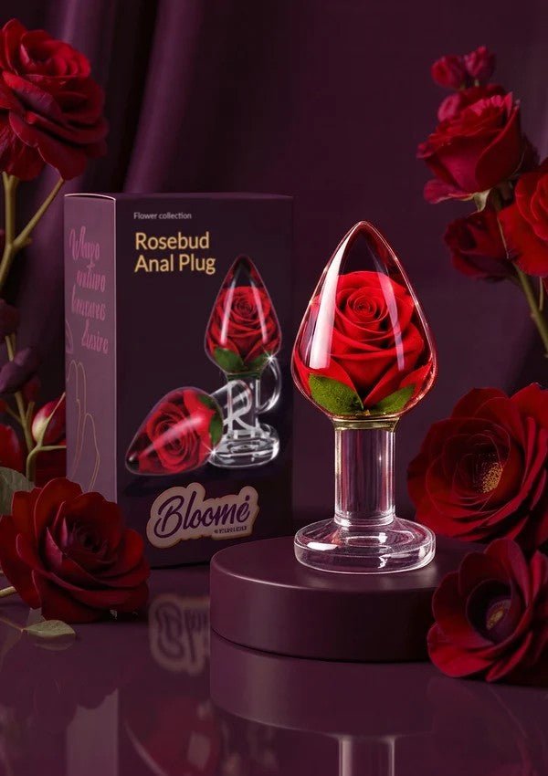 Bloomé Rosebud Buttplug Medium – Echte Rode Roos 9 cm - Buttplug van epoxyhars - SM-speeltjes