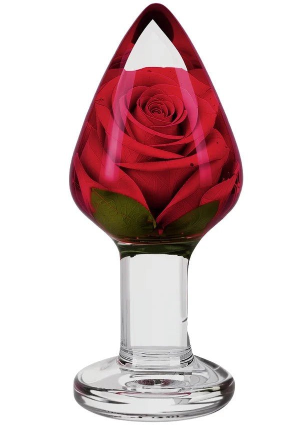 Bloomé Rosebud Buttplug Medium – Echte Rode Roos 9 cm - Buttplug van epoxyhars - SM-speeltjes