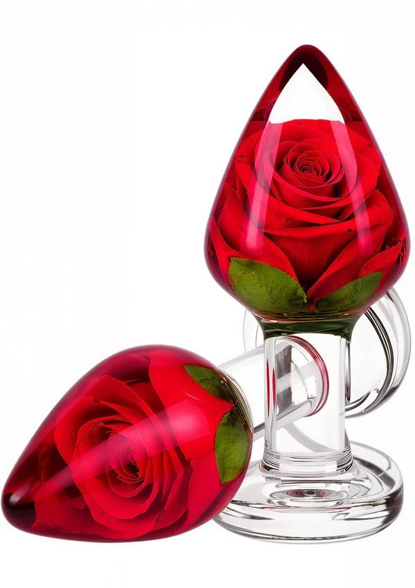 Bloomé Rosebud Buttplug Medium – Echte Rode Roos 9 cm - Buttplug van epoxyhars - SM-speeltjes