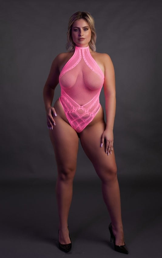 Body with Halter Neck - Neon Pink OS en QS - SM - speeltjes