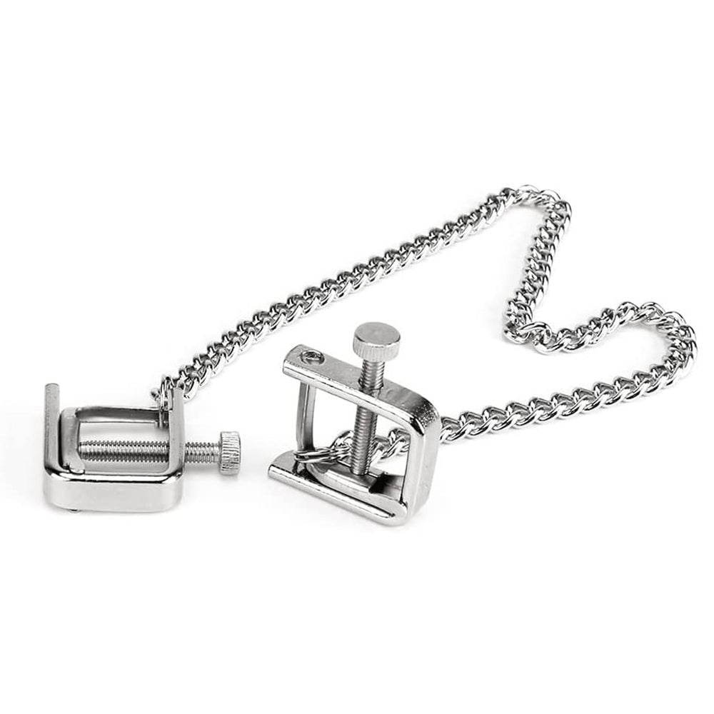 C - Tepelklemmen met Schroefjes en Ketting - Verstelbaar Metaal - Tepelklemmen - SM - speeltjes