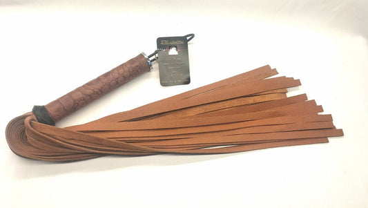 Cognac Flogger met Crocoprint Handvat – Handgemaakt in België - Impact Play - SM - speeltjes