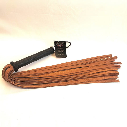 Cognac Leren Flogger 500g - 36 Falls 50cm 2mm Dik Handgemaakt België - Impact Play - SM - speeltjes