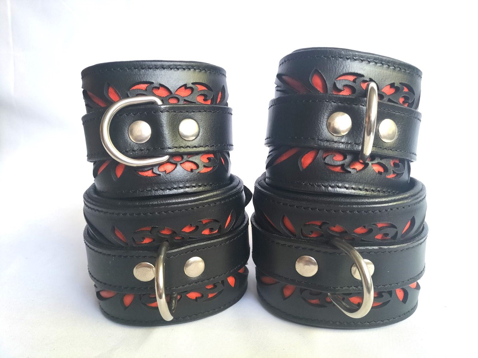 Collars en/of boeienset los verkrijgbaar zwart/oranje (diverse maten) - SM - speeltjes