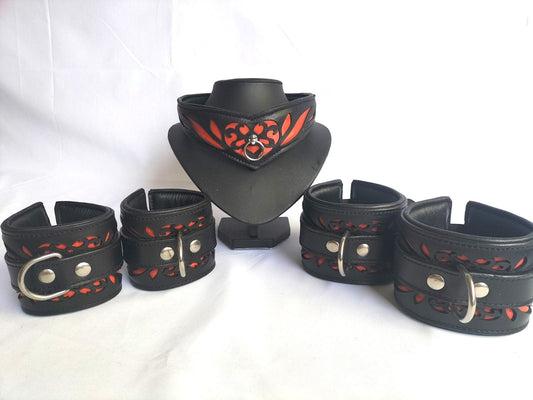 Collars en/of boeienset los verkrijgbaar zwart/oranje (diverse maten) - SM - speeltjes