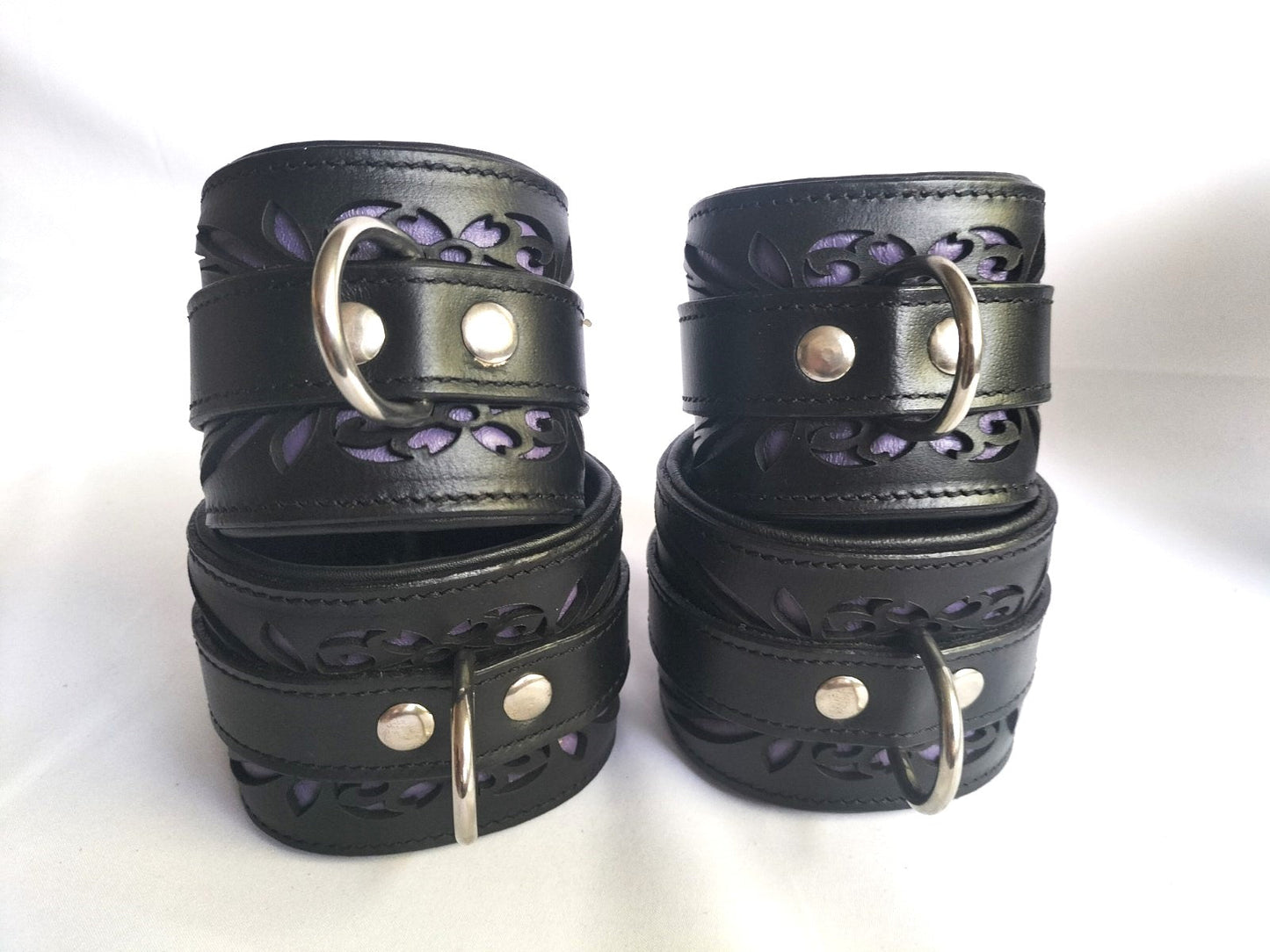 Collars en/of boeienset los verkrijgbaar zwart/paars (diverse maten) - SM - speeltjes