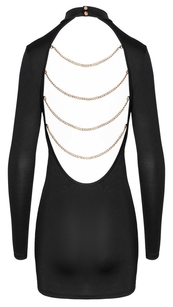 Cottelli Minijurk met Gouden Ketting Accenten op de Rug - Zwart S - XL - Kleding > Jurkjes - SM - speeltjes