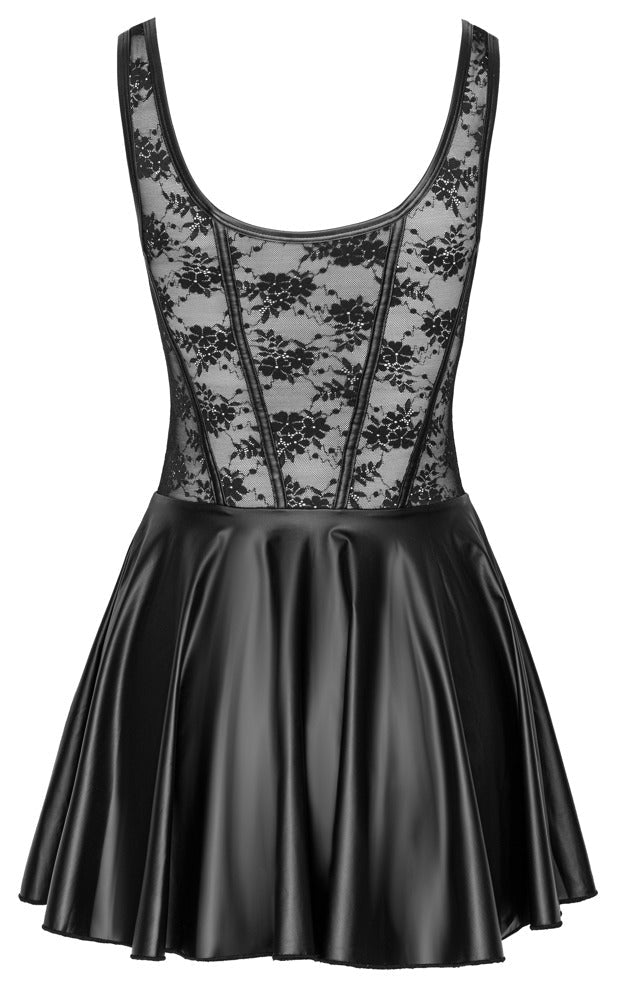 Cottelli Minijurk Zwart met Plooirokje – Kant & Matte Look S - XL - Kleding > Jurkjes - SM - speeltjes