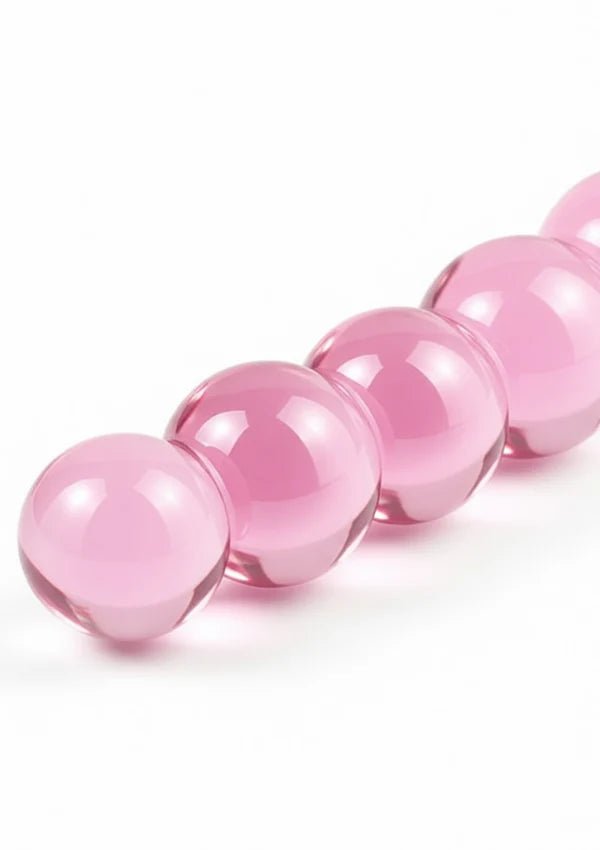 Crystal Heart – Glazen Anaal Dildo met Kralen & Hartvormig Handvat - Glazen anaal dildo - SM-speeltjes