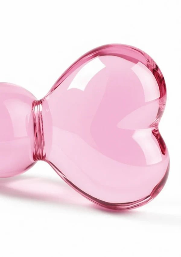 Crystal Heart – Glazen Anaal Dildo met Kralen & Hartvormig Handvat - Glazen anaal dildo - SM-speeltjes