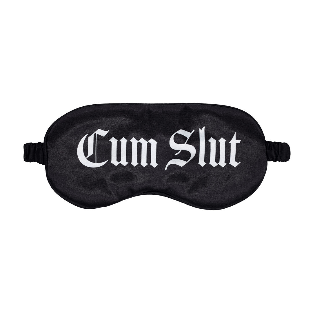 Cum Slut Satijnen Blinddoek – Zwart BDSM Oogmasker met Gedurfde Tekst - BDSM Oogmaskers - SM-speeltjes