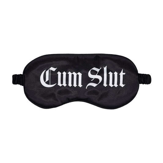 Cum Slut Satijnen Blinddoek – Zwart BDSM Oogmasker met Gedurfde Tekst - BDSM Oogmaskers - SM-speeltjes