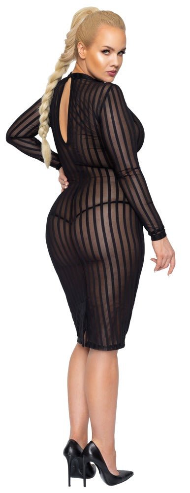 Doorzichtig kleed met zwarte strepen maat 5XL - SM - speeltjes