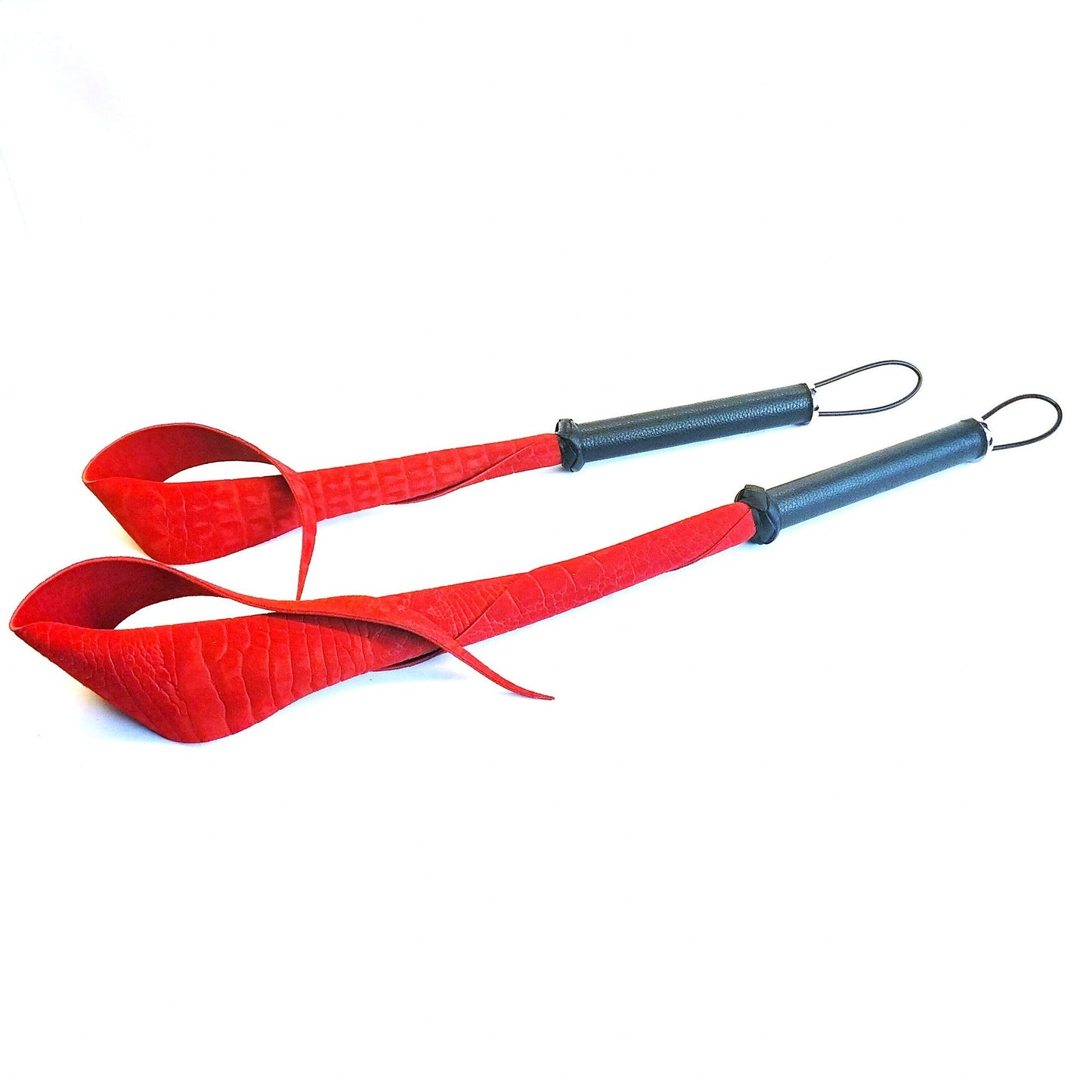 Dragon Tail Rood Suede Crocoprint 60cm/80cm Uniek Handgemaakt - Single Tail Zweep - Dragon Tail - SM - speeltjes