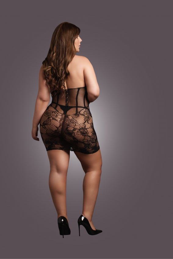 Dress with halterneck - black OS en QS - SM - speeltjes