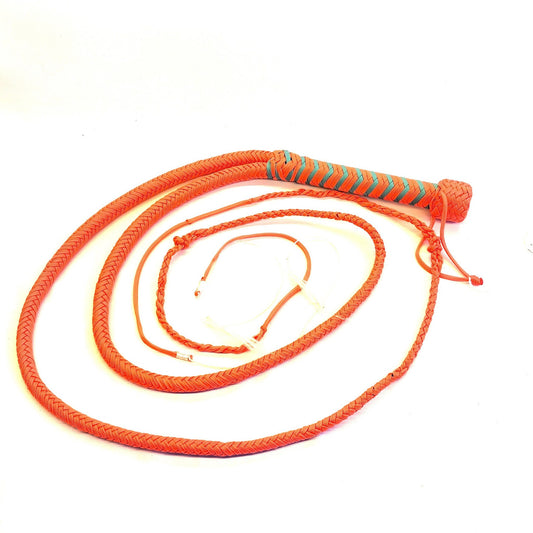 Dubbele Bullwhip 240g Paracord 2 Zwepen 190cm FLUO Oranje - 2 - Koppige Impact Zweep - Impact Play - SM - speeltjes