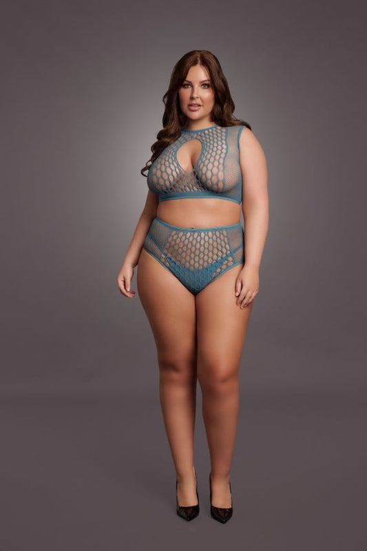 Duo Net Key - Hole Bra Set - Ocean Deep OS en QS - SM - speeltjes
