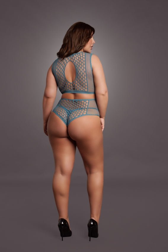 Duo Net Key - Hole Bra Set - Ocean Deep OS en QS - SM - speeltjes