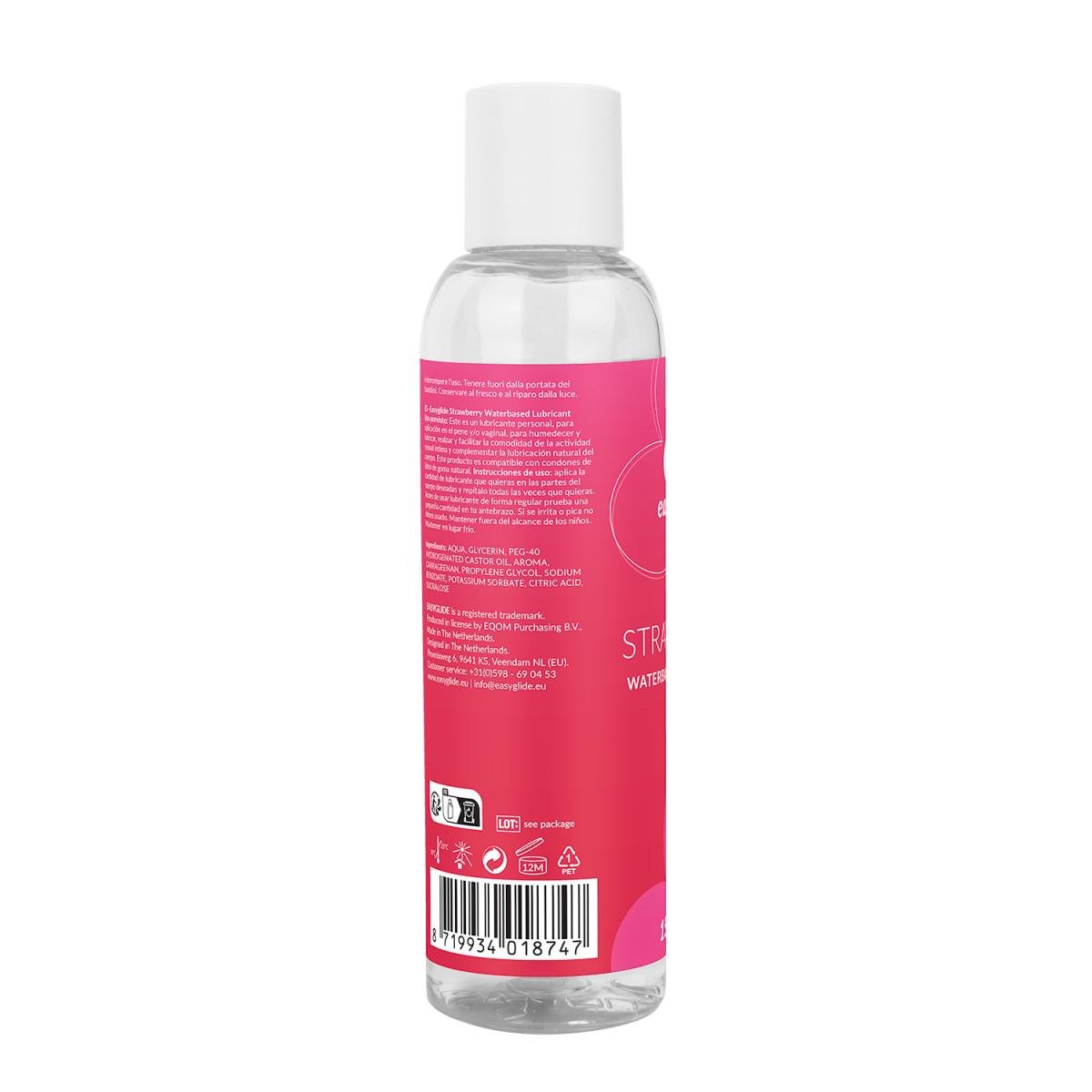 EasyGlide Aardbeien Glijmiddel Waterbasis 150ml – Zoete Smaak & Condoomveilig - Glijmiddel - SM-speeltjes