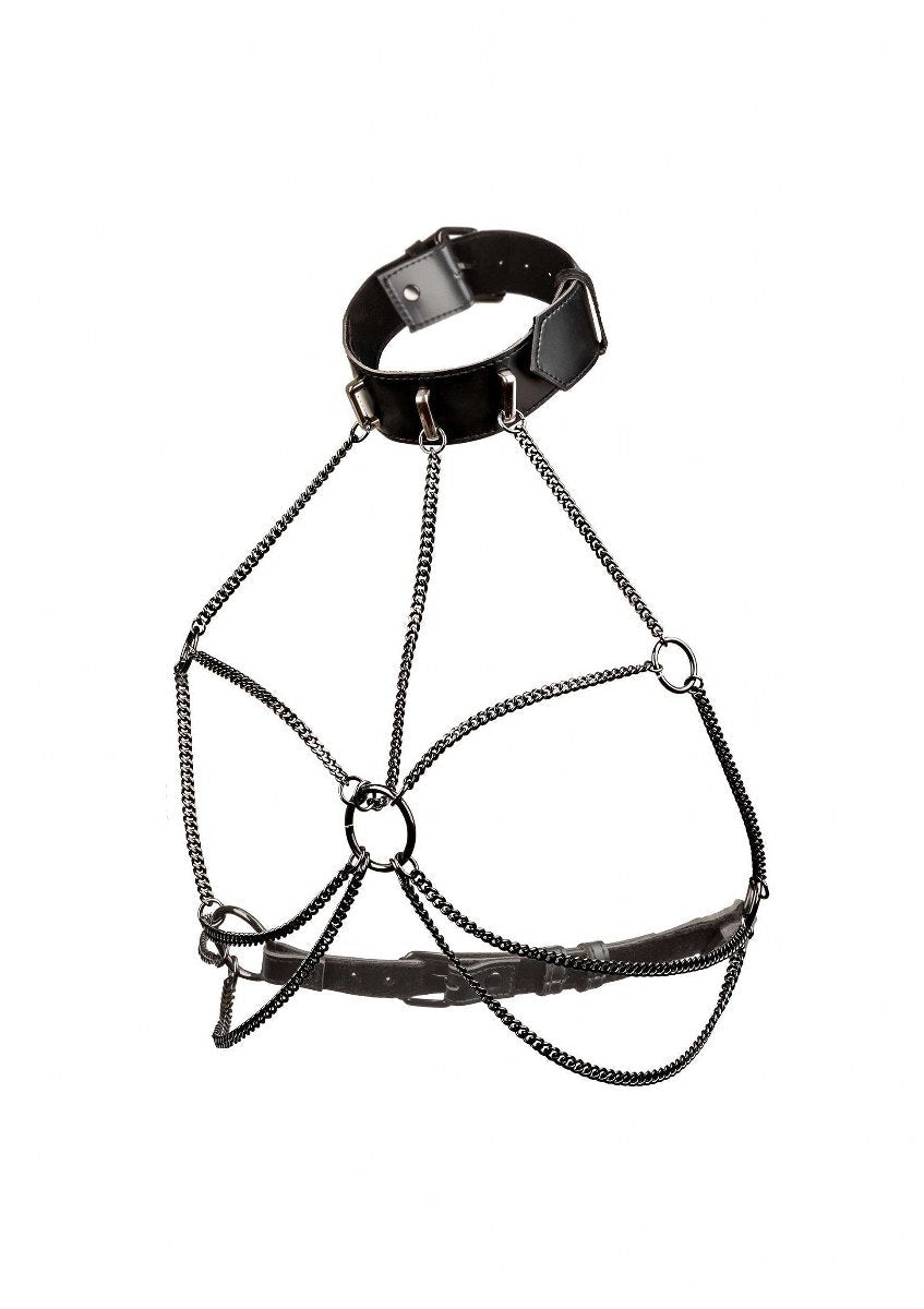 Euphoria Chain Collar Harness – Vegan Leren Harnas met Kettingen - Kleding - SM-speeltjes