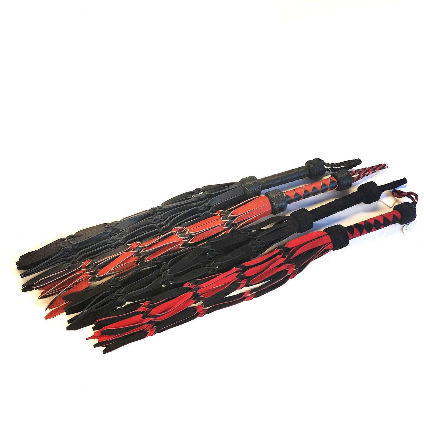 Flogger 12 Geweven Falls 3mm Dik 11mm Breed - Leer of Suede BDSM Gesel 70cm - Impact Play - SM - speeltjes