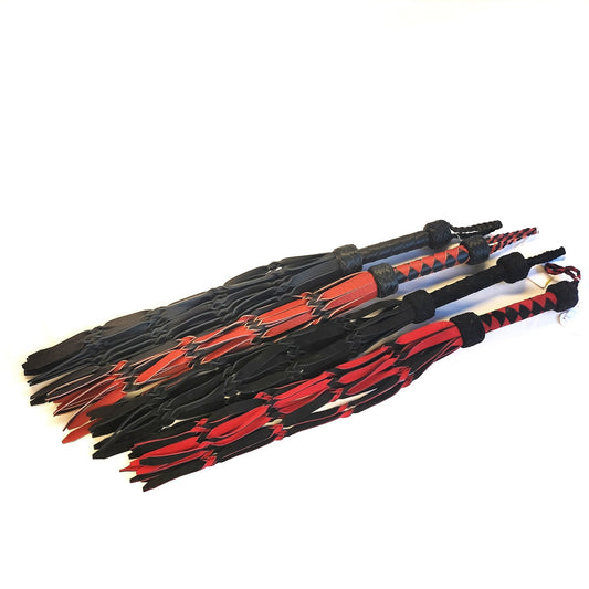 Flogger 12 Geweven Falls 3mm Dik 11mm Breed - Leer of Suede BDSM Gesel 70cm - Impact Play - SM - speeltjes