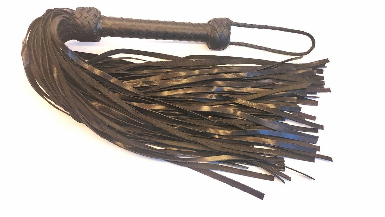 Flogger met 100 Lederen Falls 8mm Breed - Zwarte Zweep 71cm BDSM - BDSM - SM - speeltjes