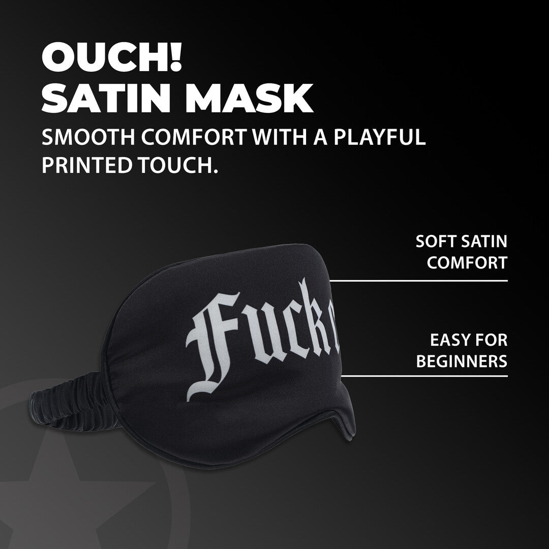 Fuck Off Satijnen Blinddoek Zwart – BDSM Oogmasker met Print - BDSM Oogmaskers - SM - speeltjes