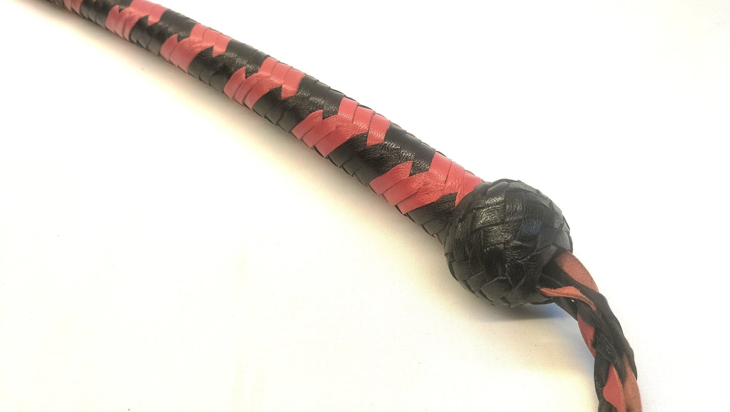Gespleten Lederen Snakewhip Rood/Zwart – 99cm Impact Zweep - Impact Play Zweep - SM - speeltjes