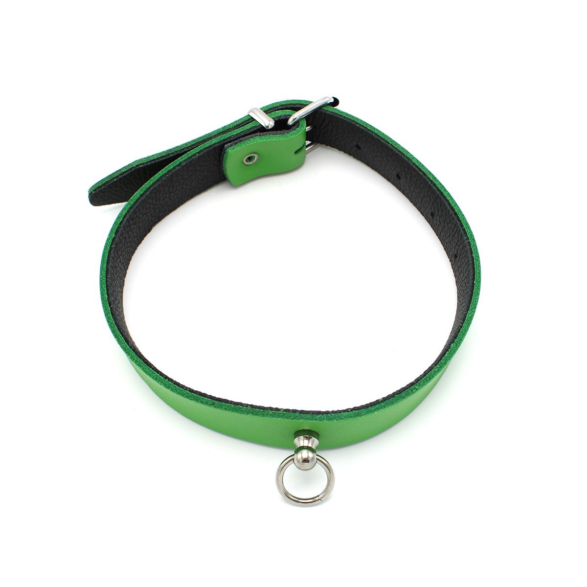 Groen Zwart Leren Collar en/of Handboeien Kopen - Mini O - Ring - BDSM - SM - speeltjes