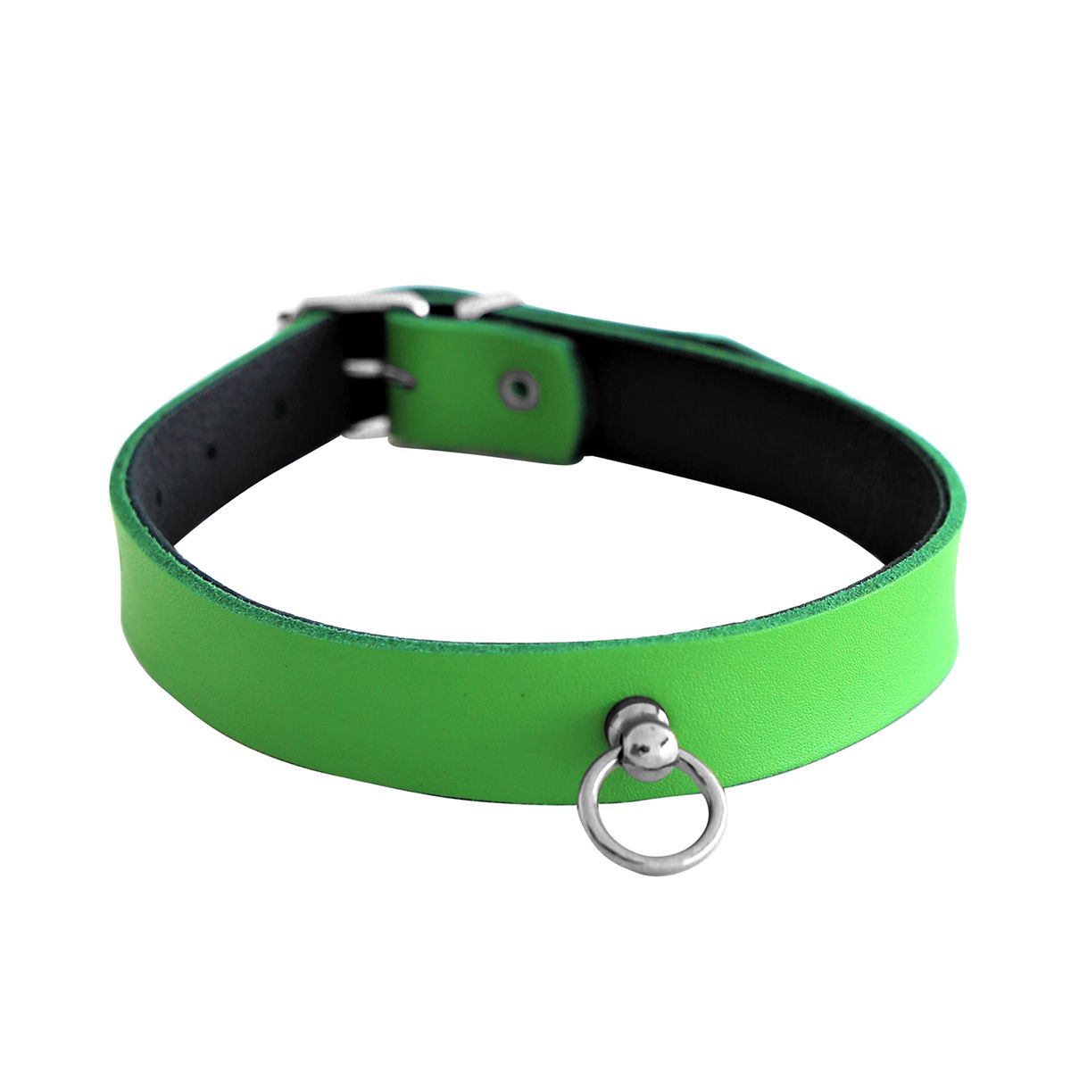Groen Zwart Leren Collar en/of Handboeien Kopen - Mini O - Ring - BDSM - SM - speeltjes
