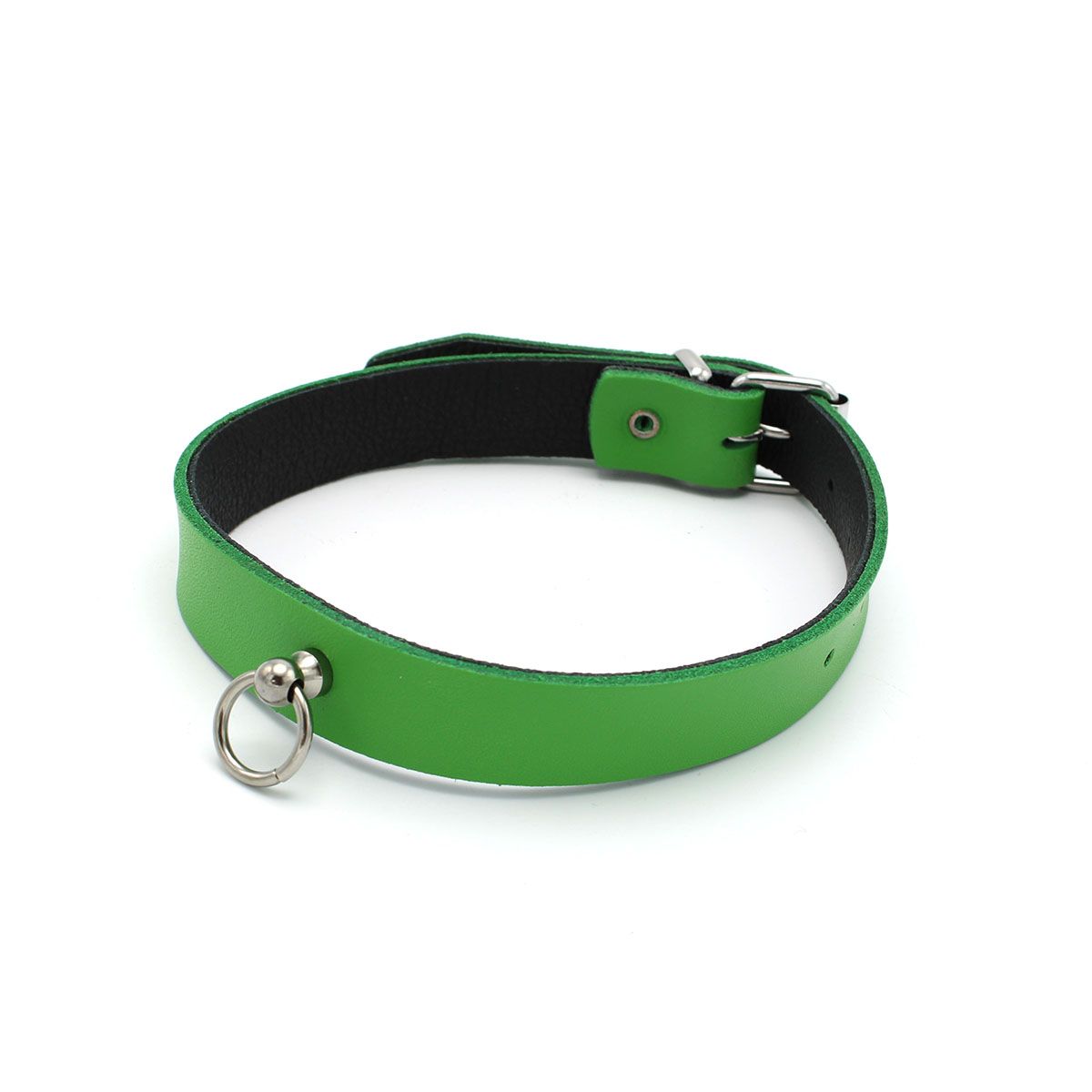 Groen Zwart Leren Collar en/of Handboeien Kopen - Mini O - Ring - BDSM - SM - speeltjes