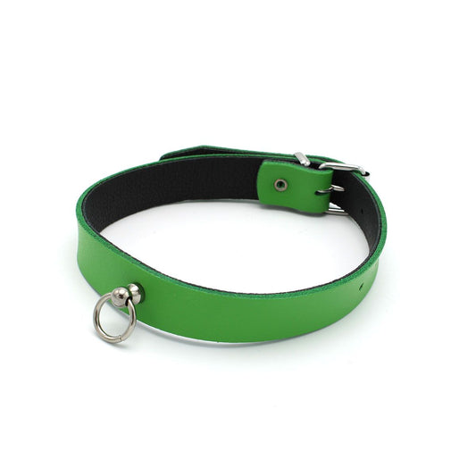 Groen Zwart Leren Collar en/of Handboeien Kopen - Mini O - Ring - BDSM - SM - speeltjes