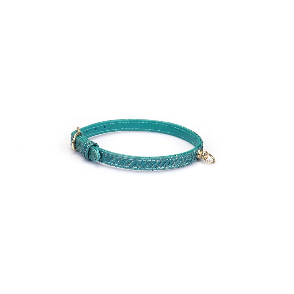 Groene Zalmleren Choker met D-ring – Luxe BDSM Daily Collar Limited Edition - Collar - SM-speeltjes