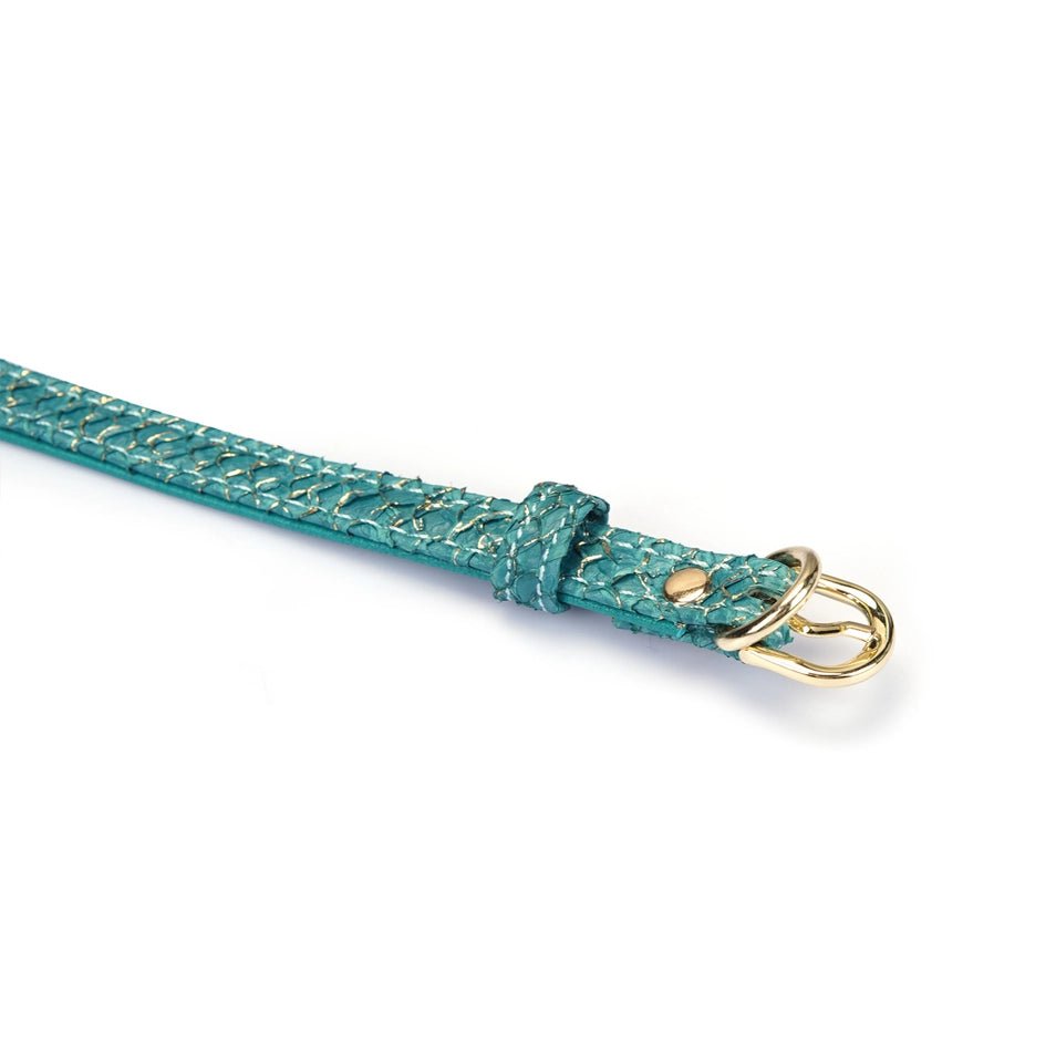 Groene Zalmleren Choker met D-ring – Luxe BDSM Daily Collar Limited Edition - Collar - SM-speeltjes