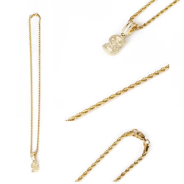 Halsketting met 'S' Hanger Goudkleurig – Submissive Sieraad met Glassteentjes 58 cm - Ketting - SM-speeltjes